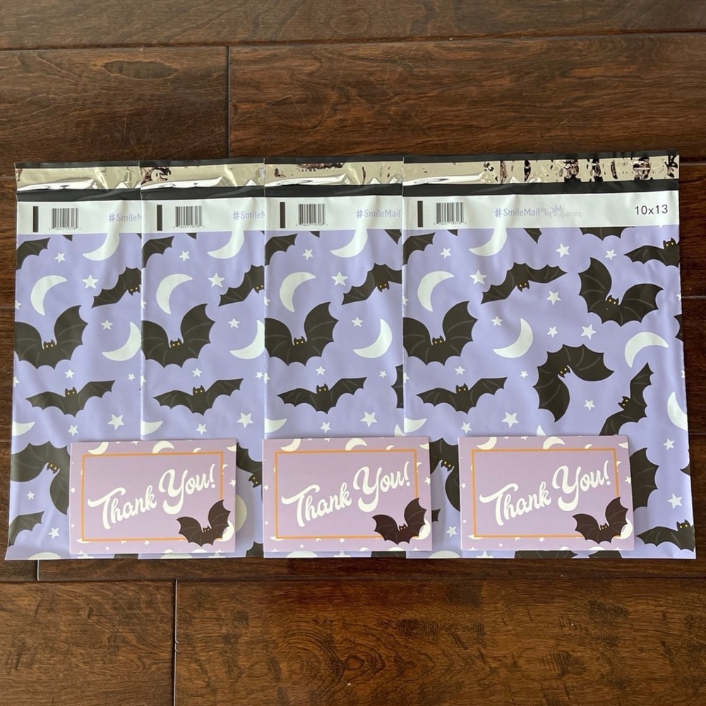 50 Pack - 10x13” Cute Bats Poly Mailers/Insert Cards Mix
